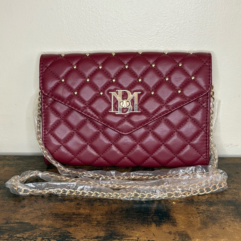 Badgley Mischka Burgundy Quilted Chain Crossbody NWT - Picture 1 of 9